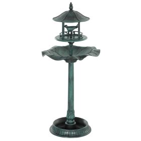 Bird Bath Bowl, 3-in-1 Pedestal Birdbath with Bird Feeder and Flower Planter, Large Water Basin, Outdoor, Green Bird Bath Bowl, 3-in-1 Pedestal Birdbath with Bird Feeder and Flower Planter, Large Water Basin, Outdoor, Green